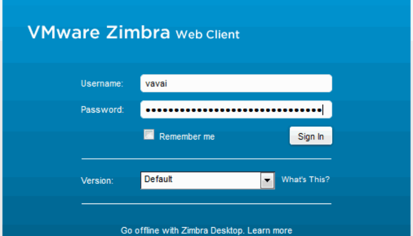 vavai-zimbra-login